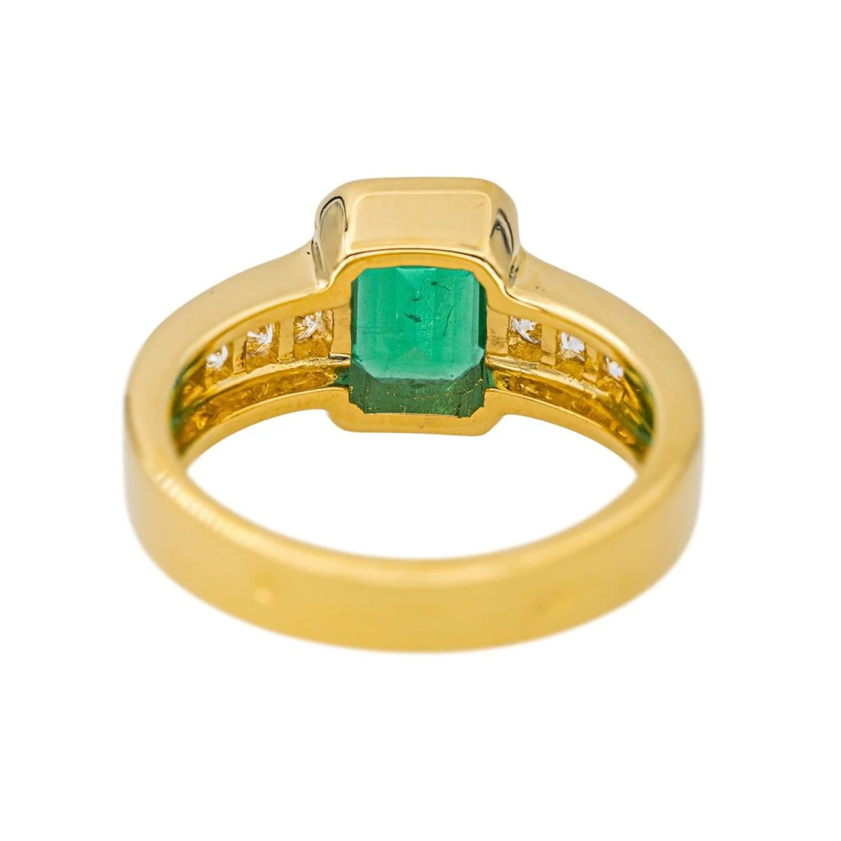 Bague Solitaire en or jaune, émeraude et diamants - Image 5