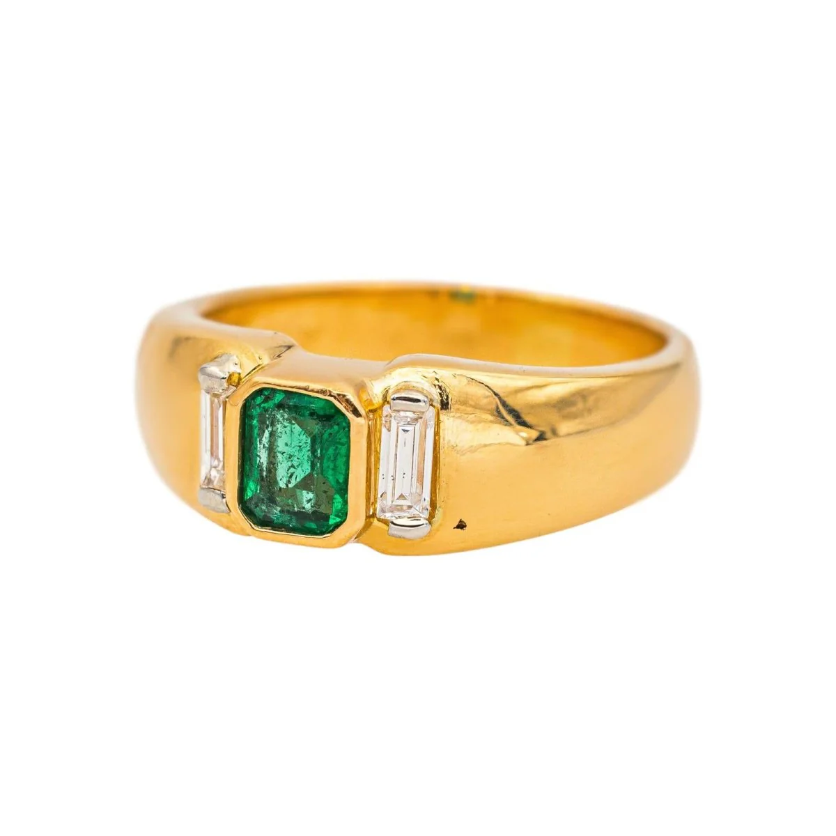 Bague Trilogie en or jaune, émeraude et diamants - Image 3