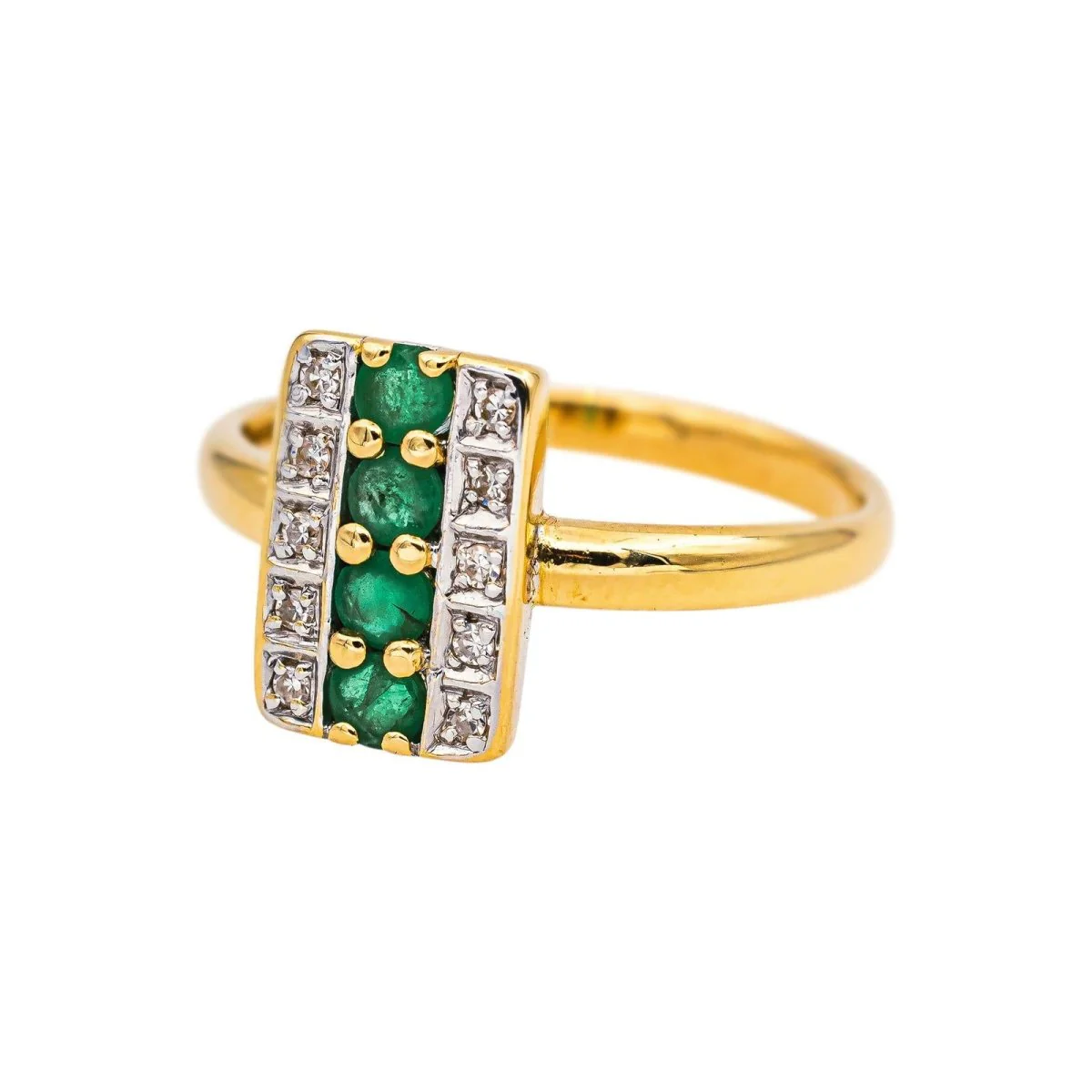 Bague en or blanc, or jaune, émeraudes et diamants - Image 3