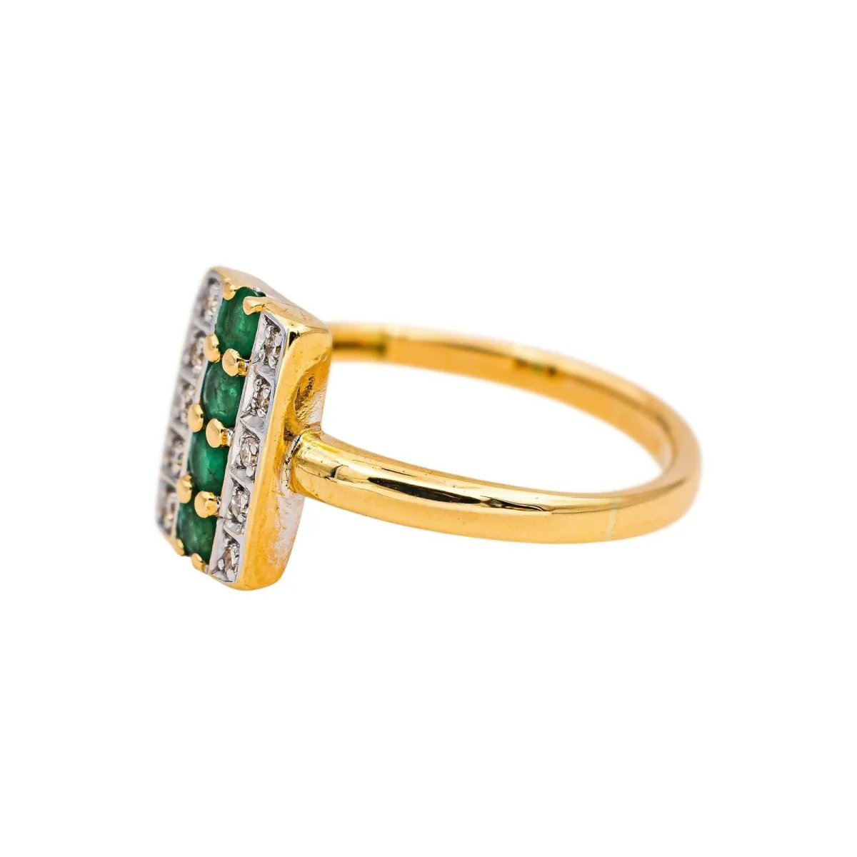 Bague en or blanc, or jaune, émeraudes et diamants - Image 4