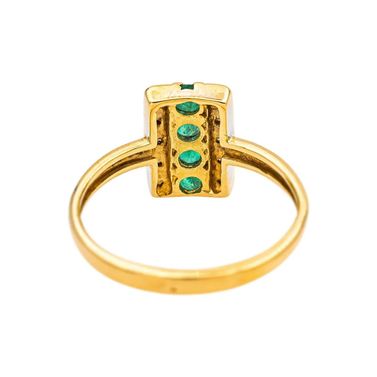 Bague en or blanc, or jaune, émeraudes et diamants - Image 5