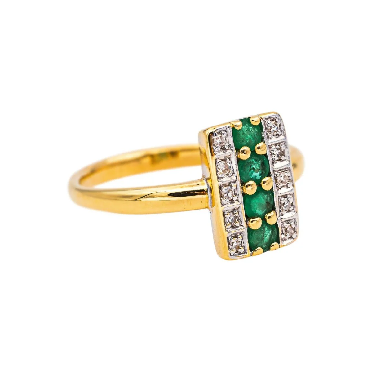 Bague en or blanc, or jaune, émeraudes et diamants - Image 6