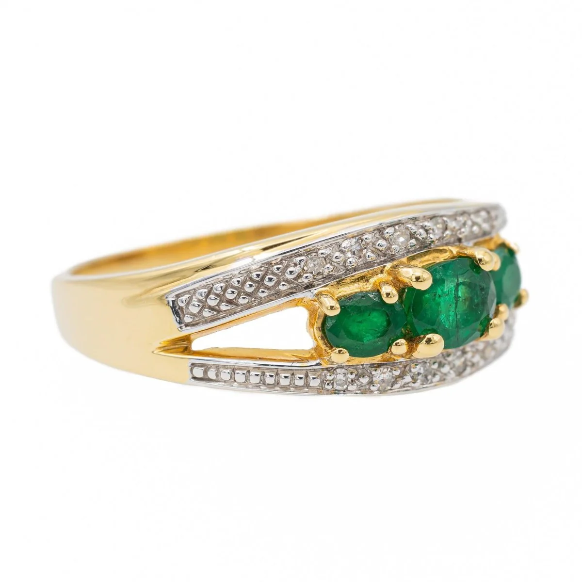 Bague Or jaune Emeraude - Image 6