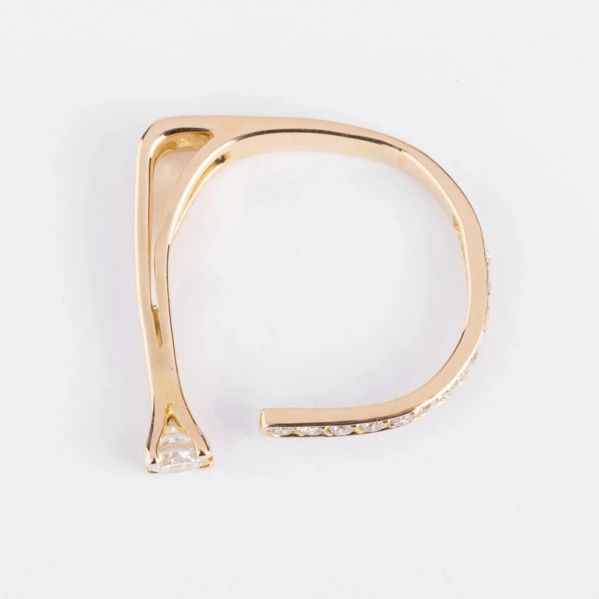 Bague ouverte or jaune et diamant design - Image 6