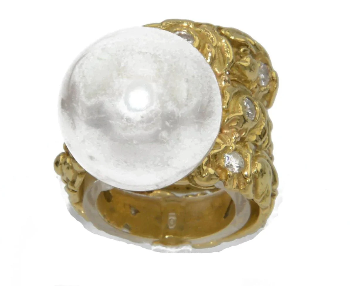 Bague or jaune et Perle