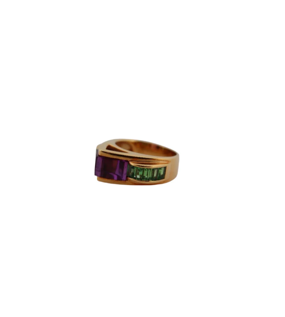 Bague or jaune et pierres semi précieuses - Image 3