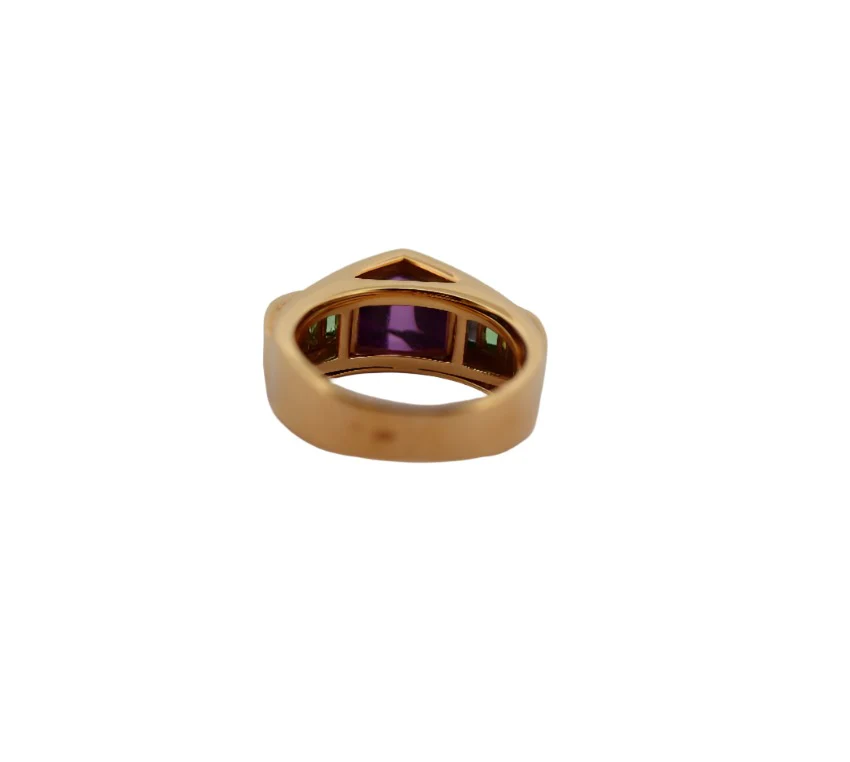 Bague or jaune et pierres semi précieuses - Image 4