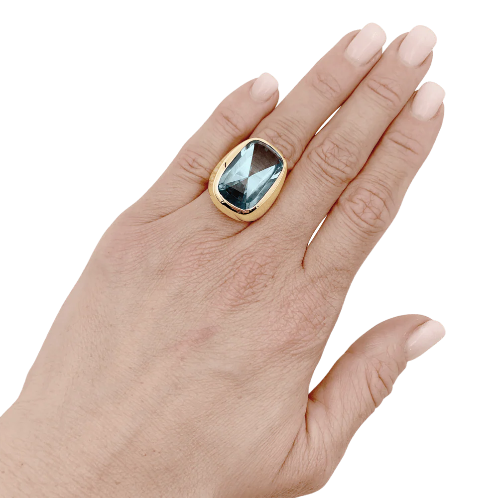 Bague Chevalière en or jaune et topaze - Image 2
