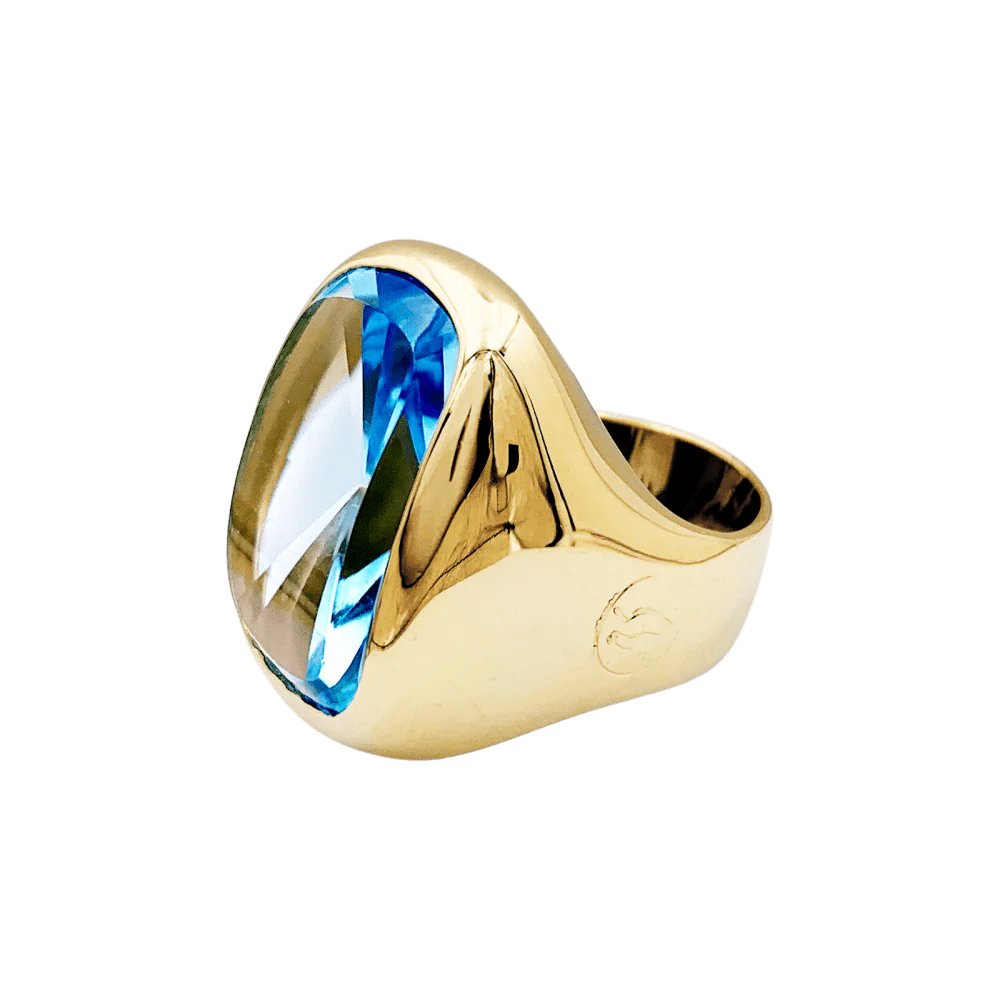 Bague Chevalière en or jaune et topaze - Image 3