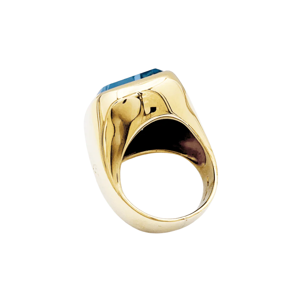 Bague Chevalière en or jaune et topaze - Image 4