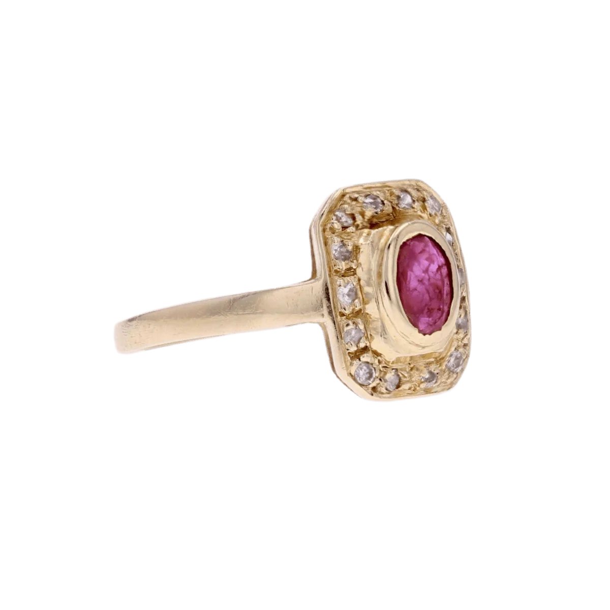 Bague Entourage en or jaune, rubis et diamants - Image 5