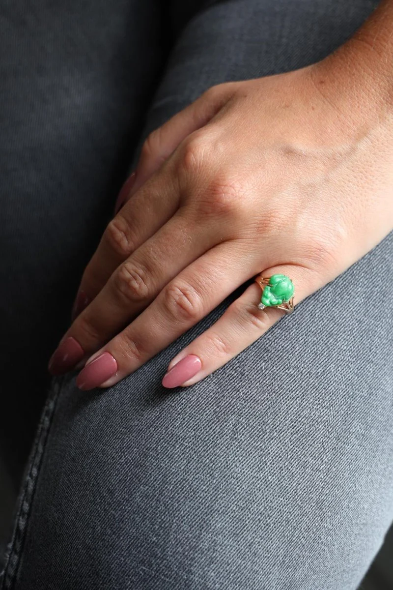 Bague Or jaune Jade Jadéite - Image 2