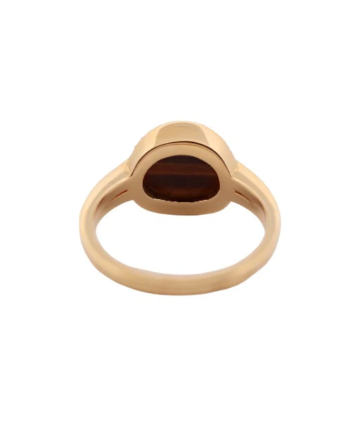 Bague en or jaune, oeil de tigre et diamants - Image 3