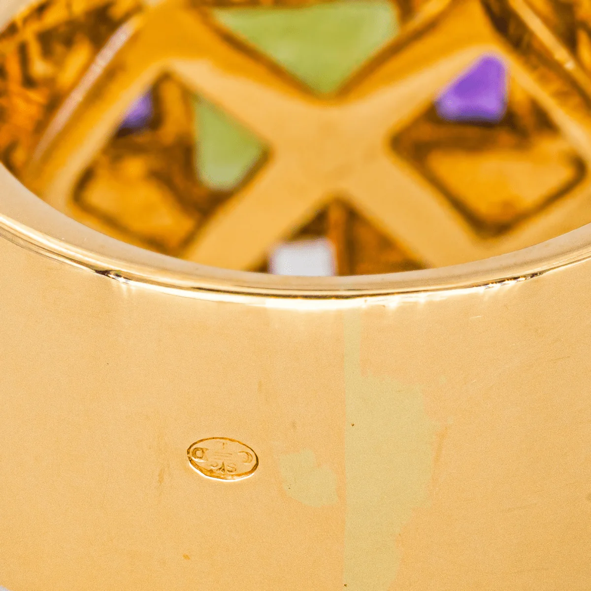 Bague Jonc en or jaune, péridot et améthystes - Image 7