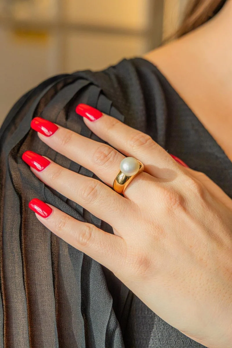 Bague Jonc en or jaune et perle - Image 2