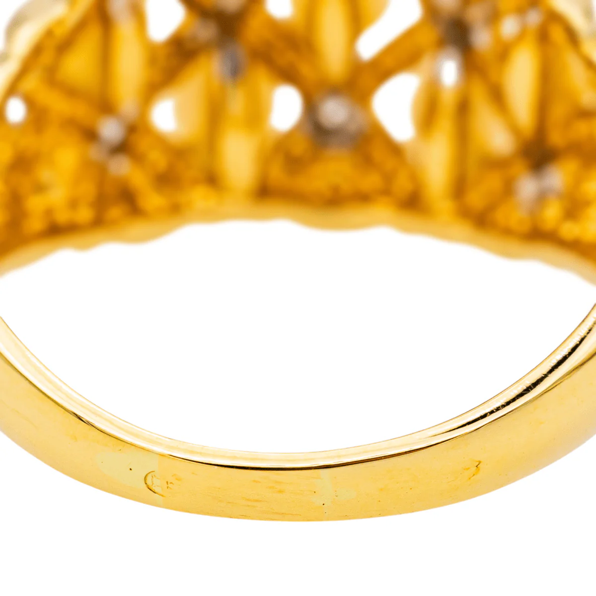 Bague Bandeau en or jaune et blanc, perle de culture et diamants - Image 7