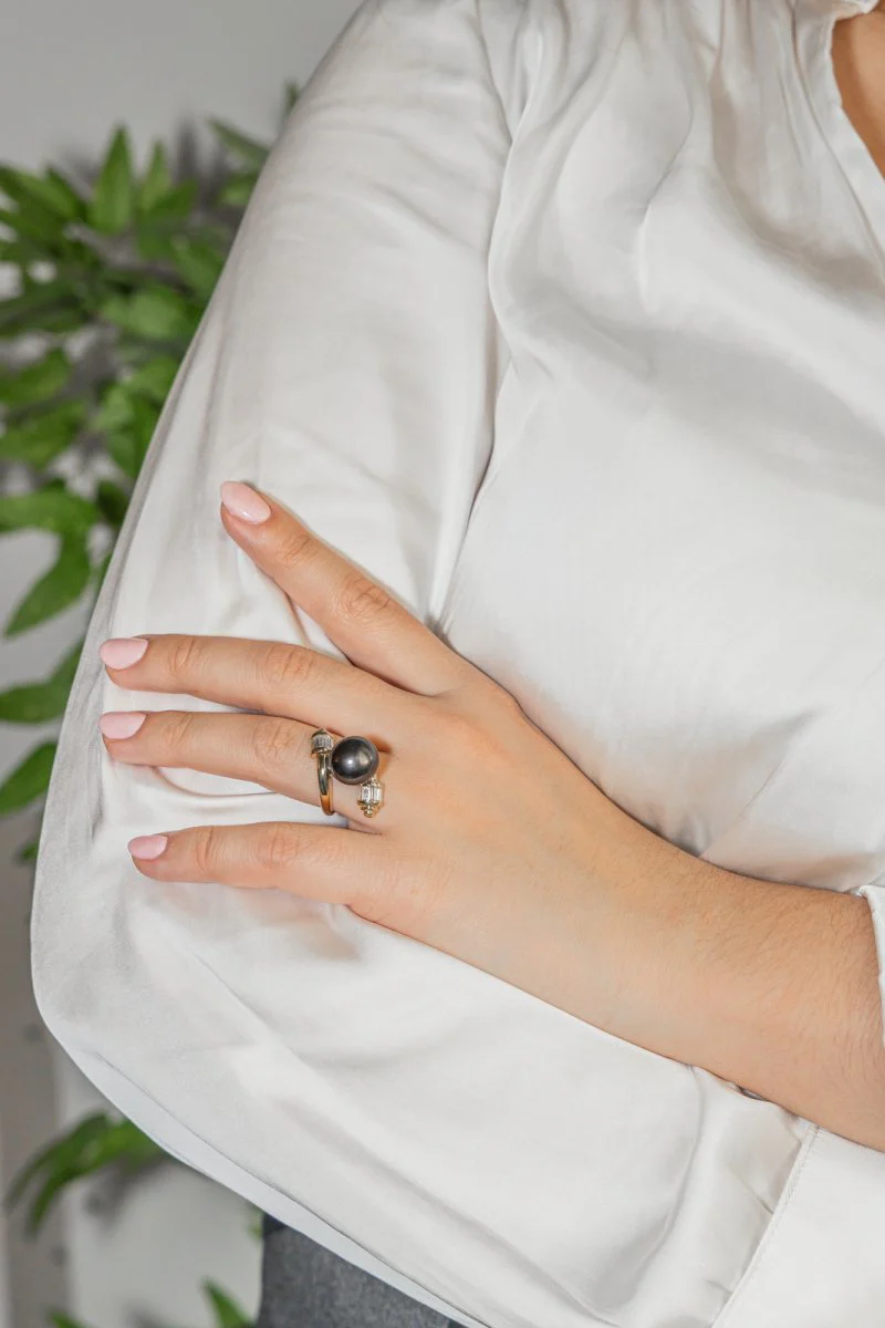 Bague Or jaune Perle de tahiti - Image 2