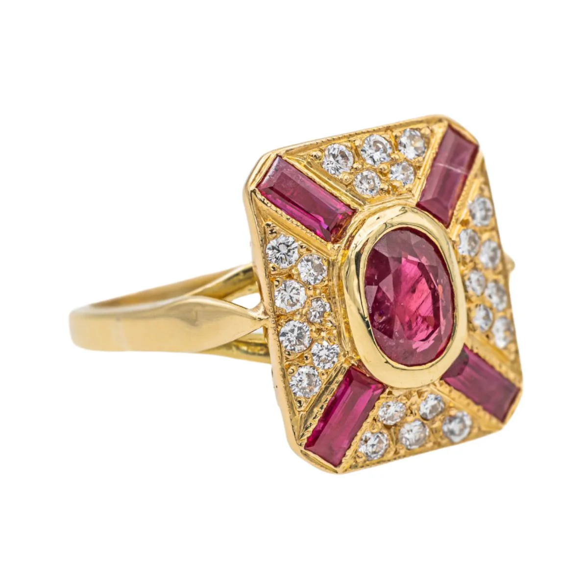 Bague en or jaune, rubis et diamants - Image 6