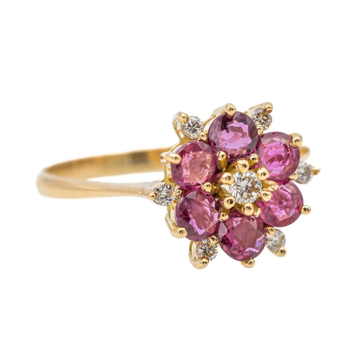 Bague Marguerite en or jaune et rubis - Image 7