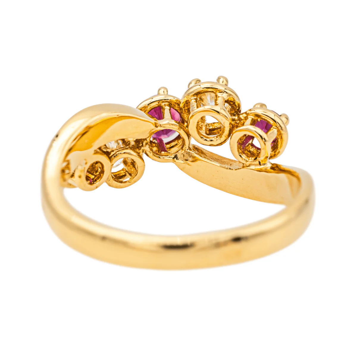Bague Solitaire en or jaune, rubis et diamants - Image 5