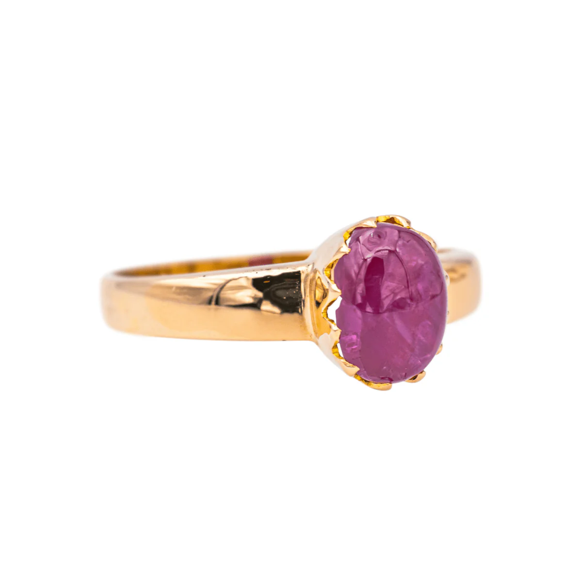 Bague Solitaire en or jaune et rubis - Image 6