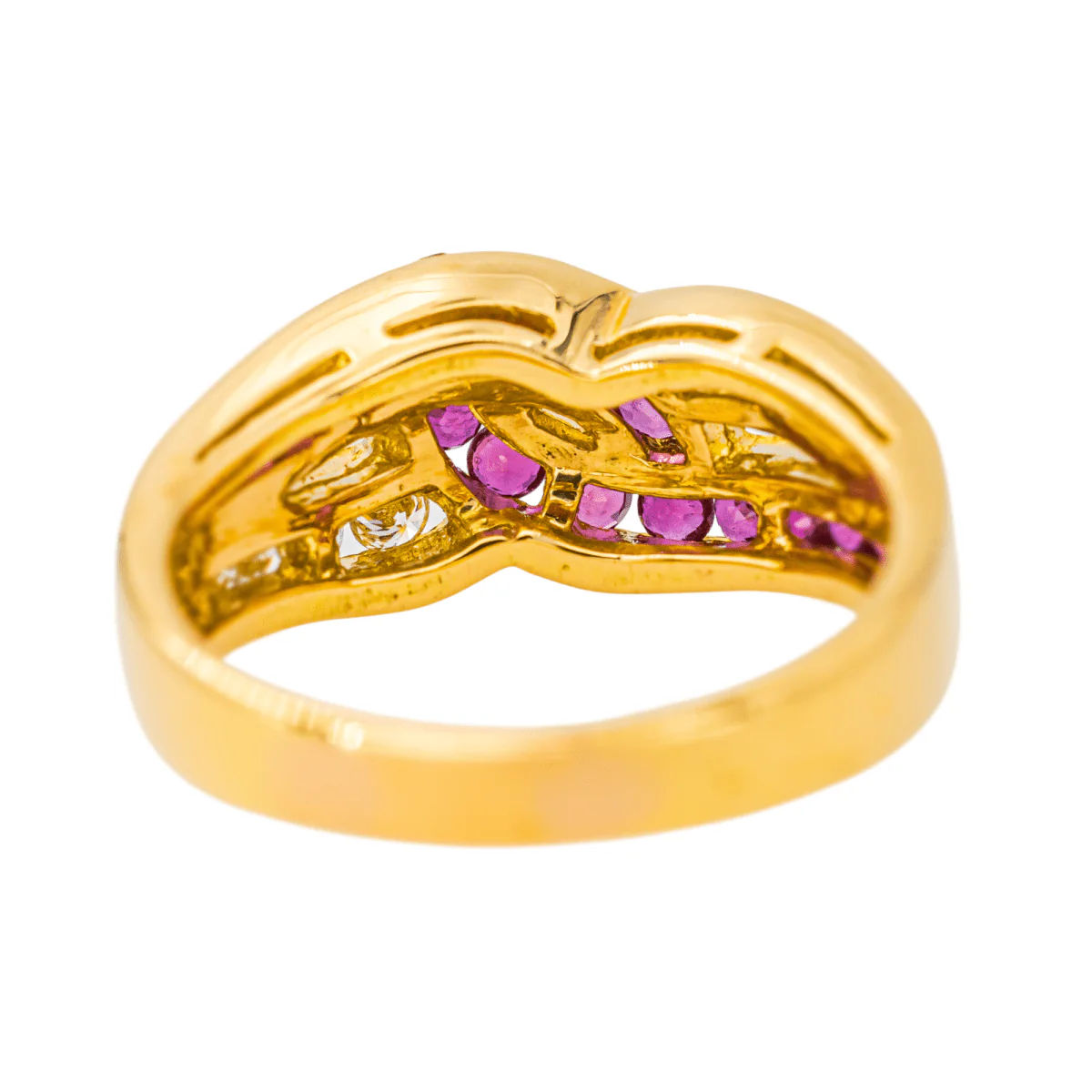 Bague Jarretière en or jaune, rubis et diamants - Image 5