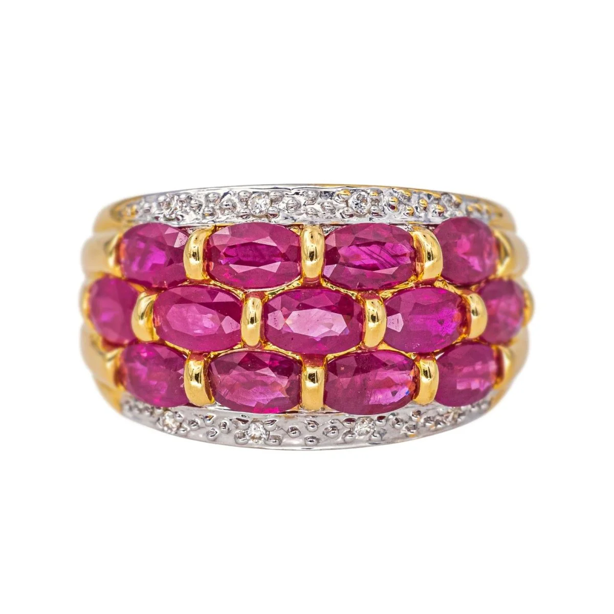 Bague Jonc en or jaune, rubis et diamants