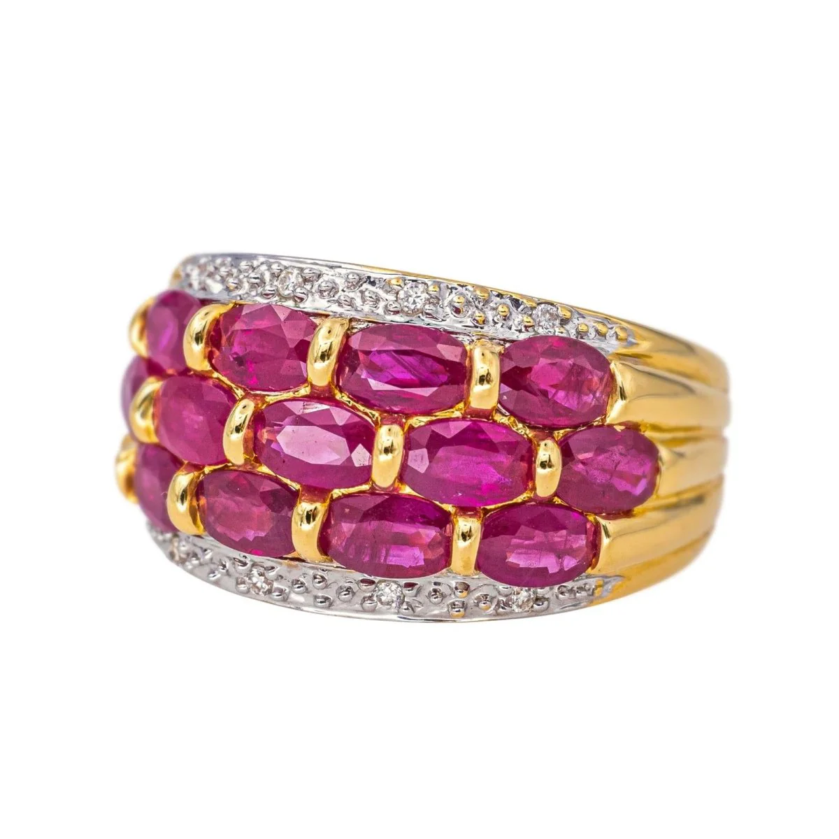 Bague Jonc en or jaune, rubis et diamants - Image 3