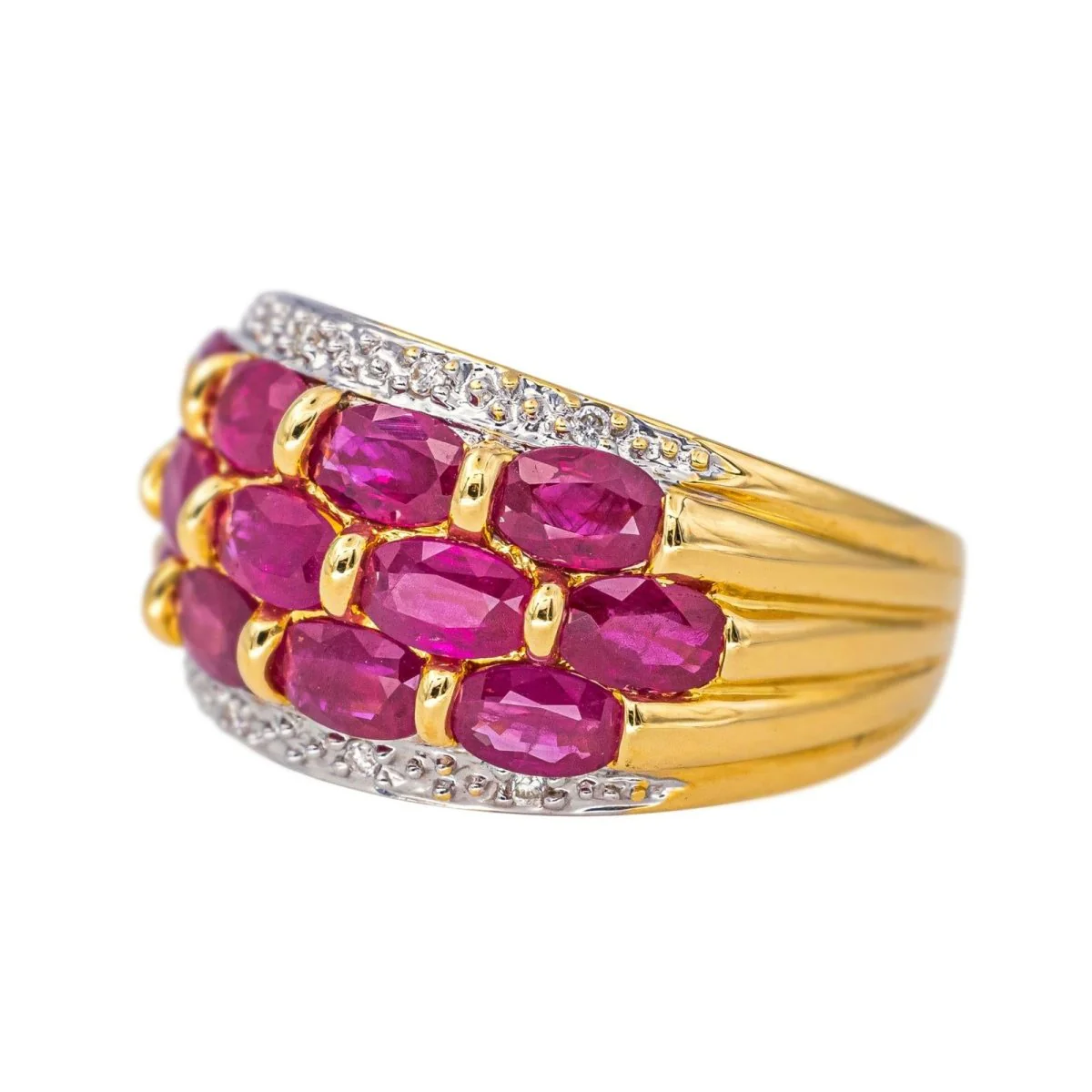 Bague Jonc en or jaune, rubis et diamants - Image 4