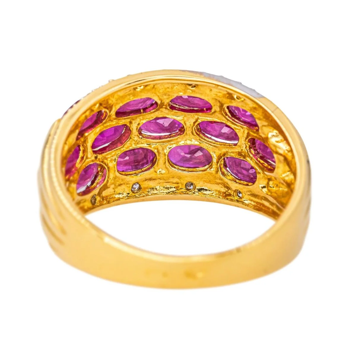 Bague Jonc en or jaune, rubis et diamants - Image 5