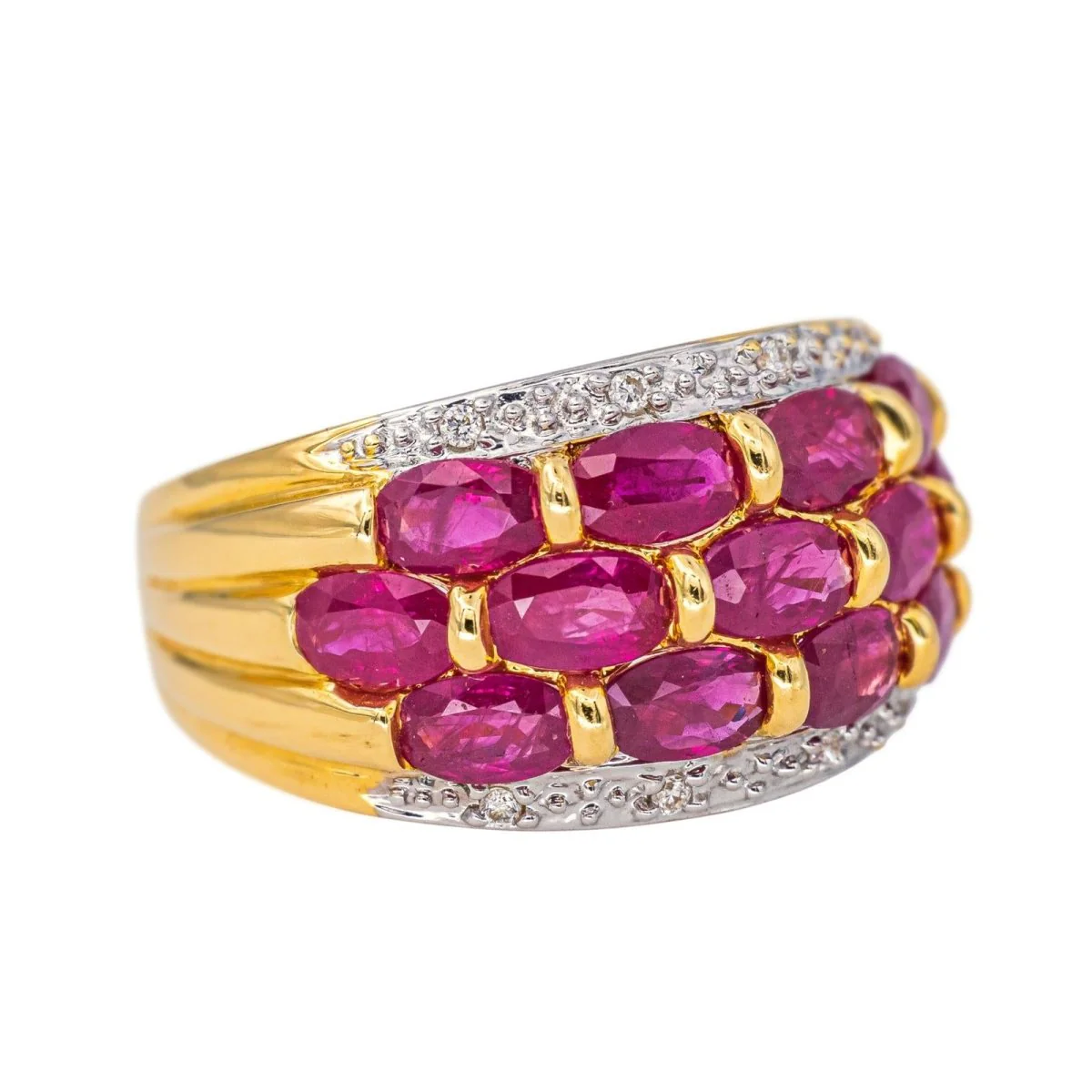 Bague Jonc en or jaune, rubis et diamants - Image 6