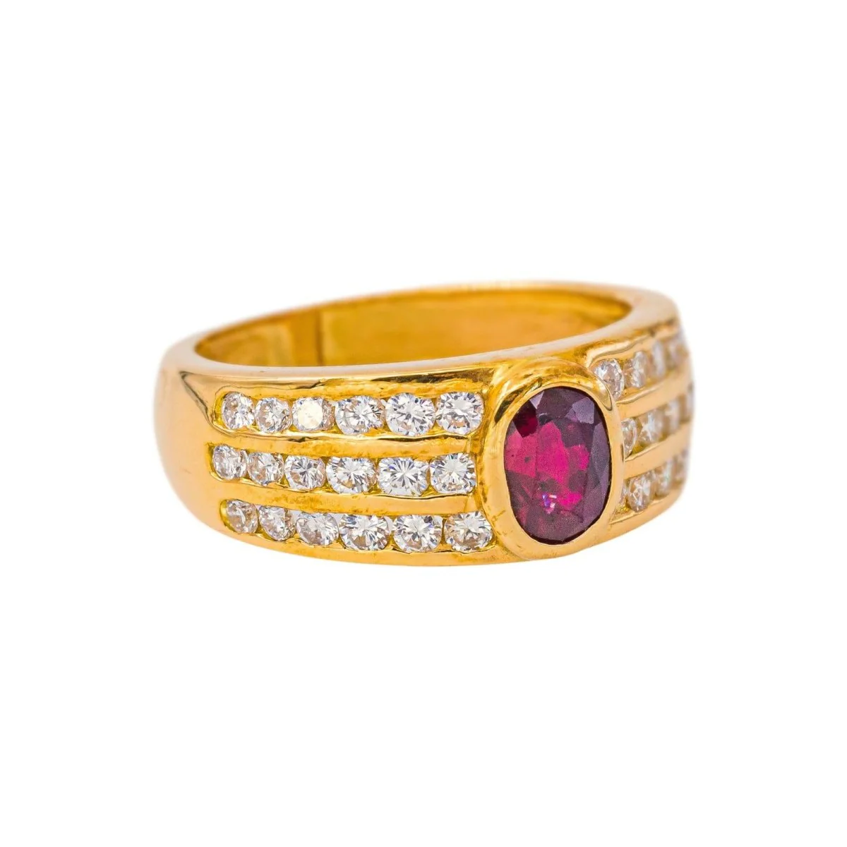 Bague en or jaune, rubis et diamants - Image 6