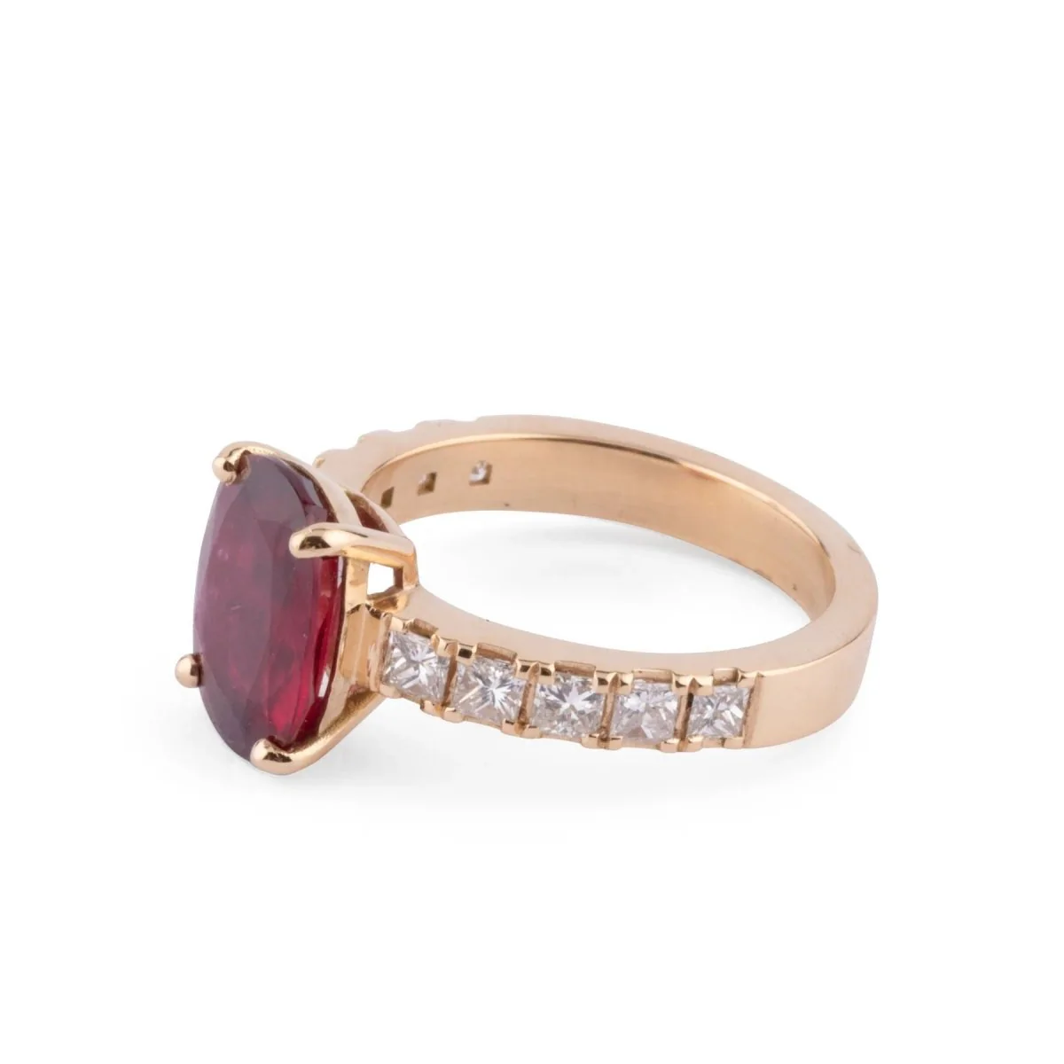 Bague or jaune rubis et diamants princesse - Image 2