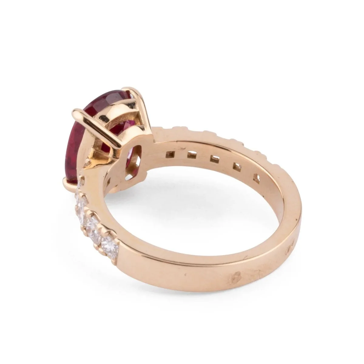 Bague or jaune rubis et diamants princesse - Image 3