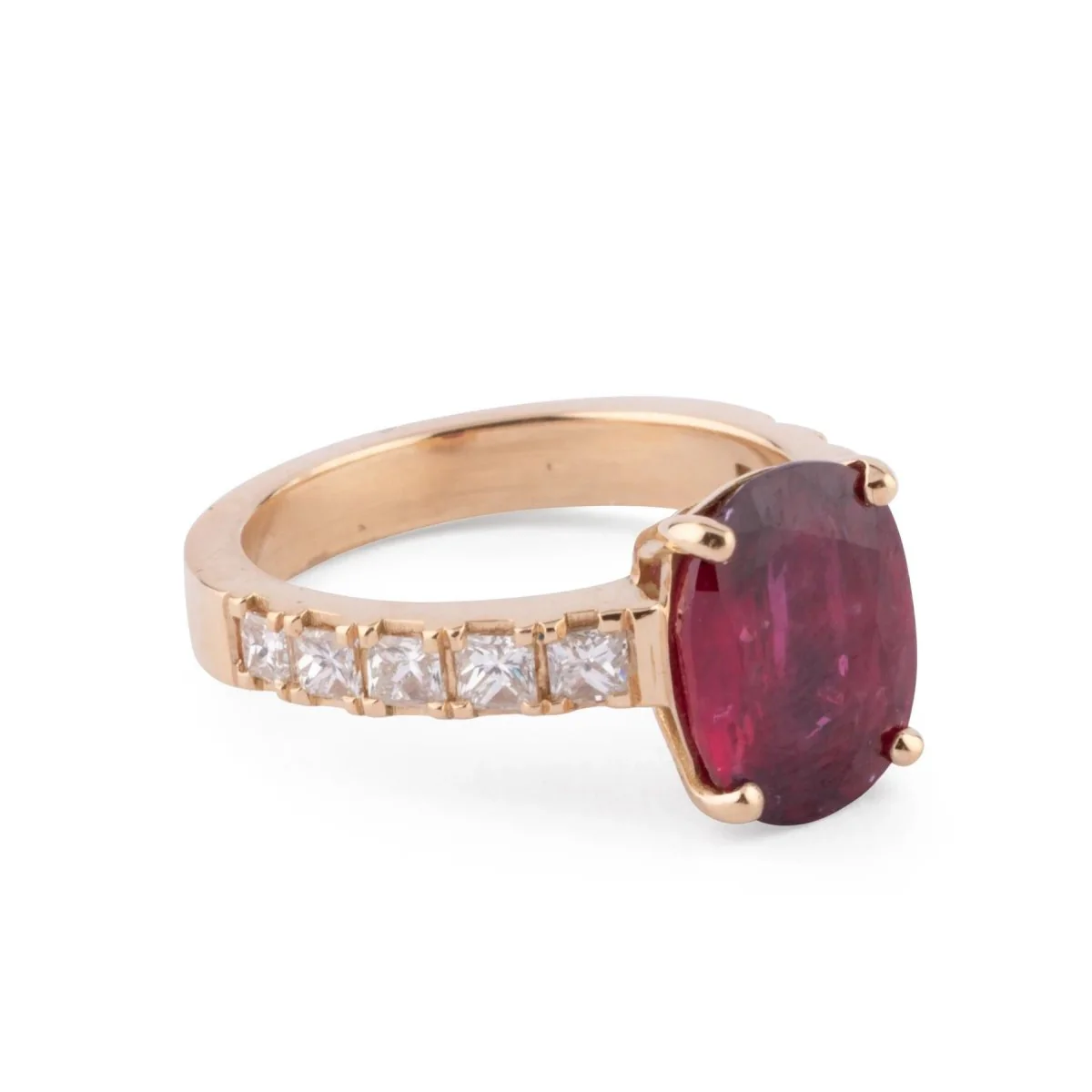 Bague or jaune rubis et diamants princesse - Image 6