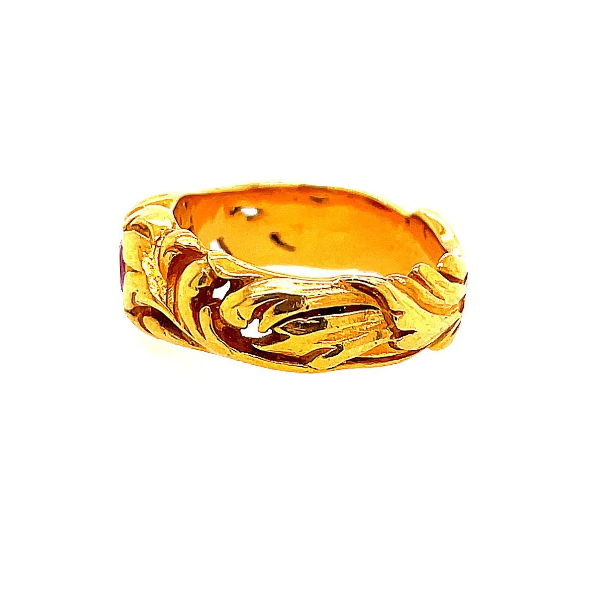 Bague Jonc en or jaune et rubis - Image 3