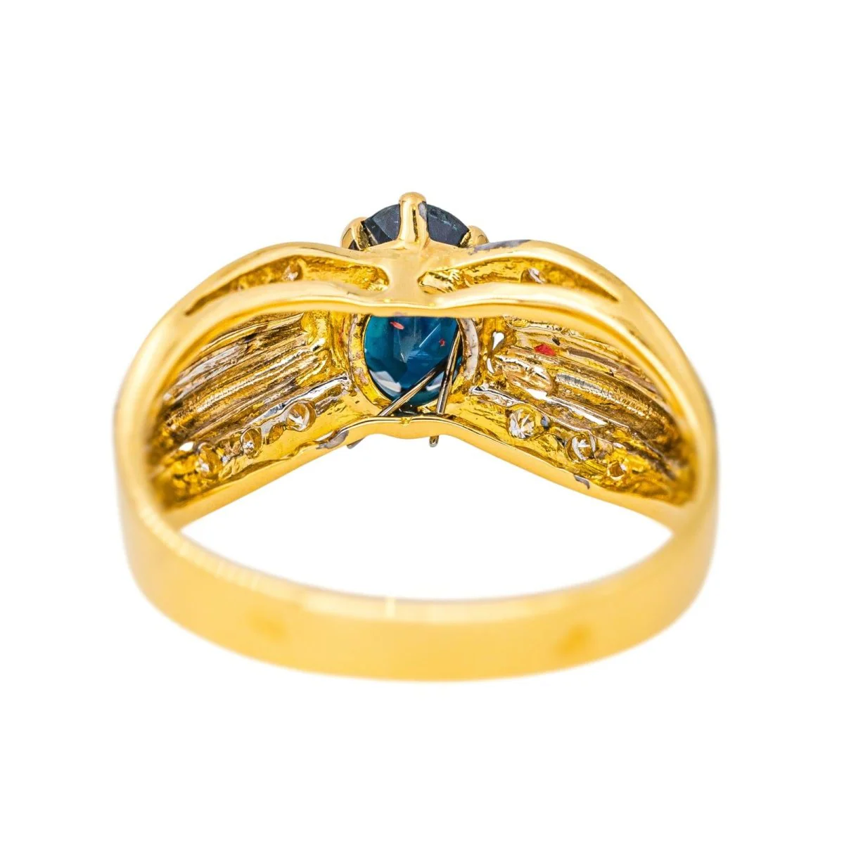 Bague en or blanc, or jaune, saphir et diamants - Image 5