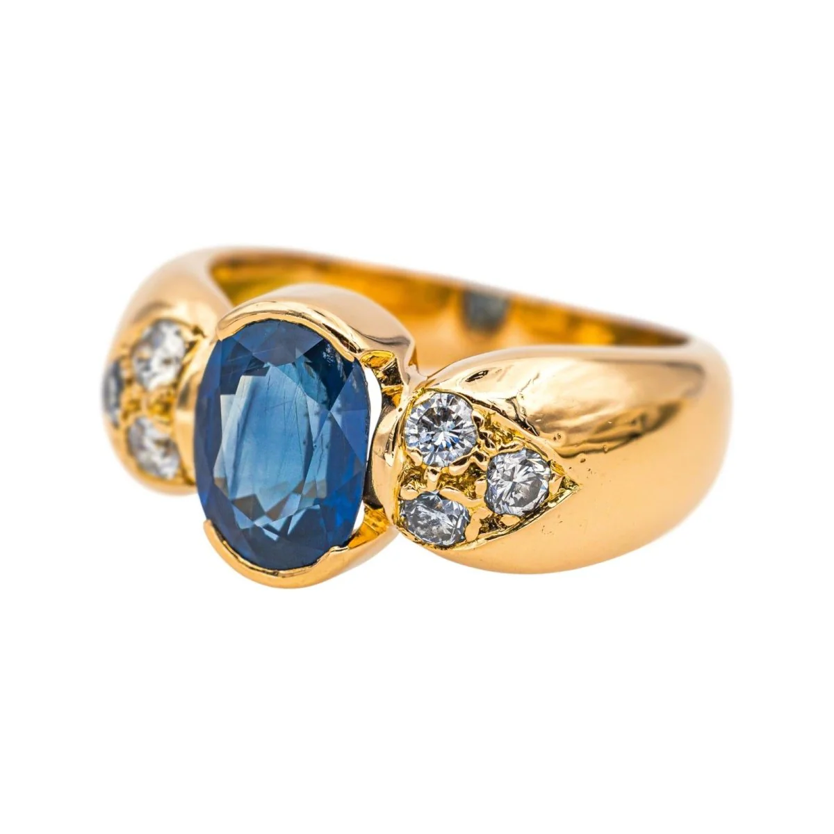 Bague en or jaune, saphir et diamants - Image 3