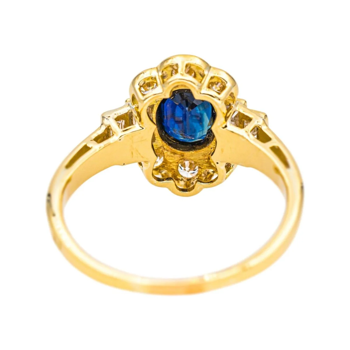 Bague Entourage en or jaune, saphir et diamants - Image 5