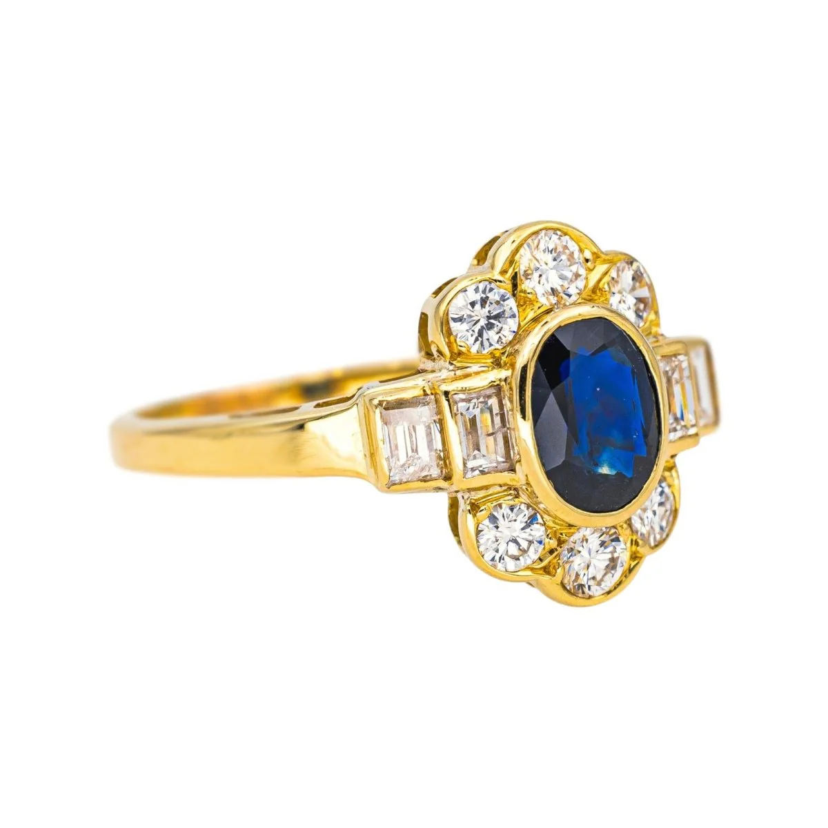 Bague Entourage en or jaune, saphir et diamants - Image 6
