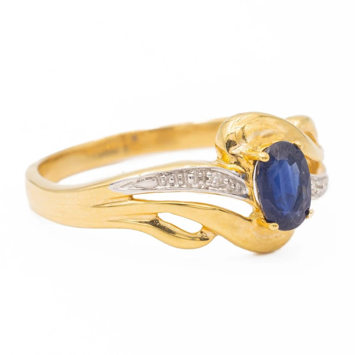 Bague Or jaune Saphir - Image 7