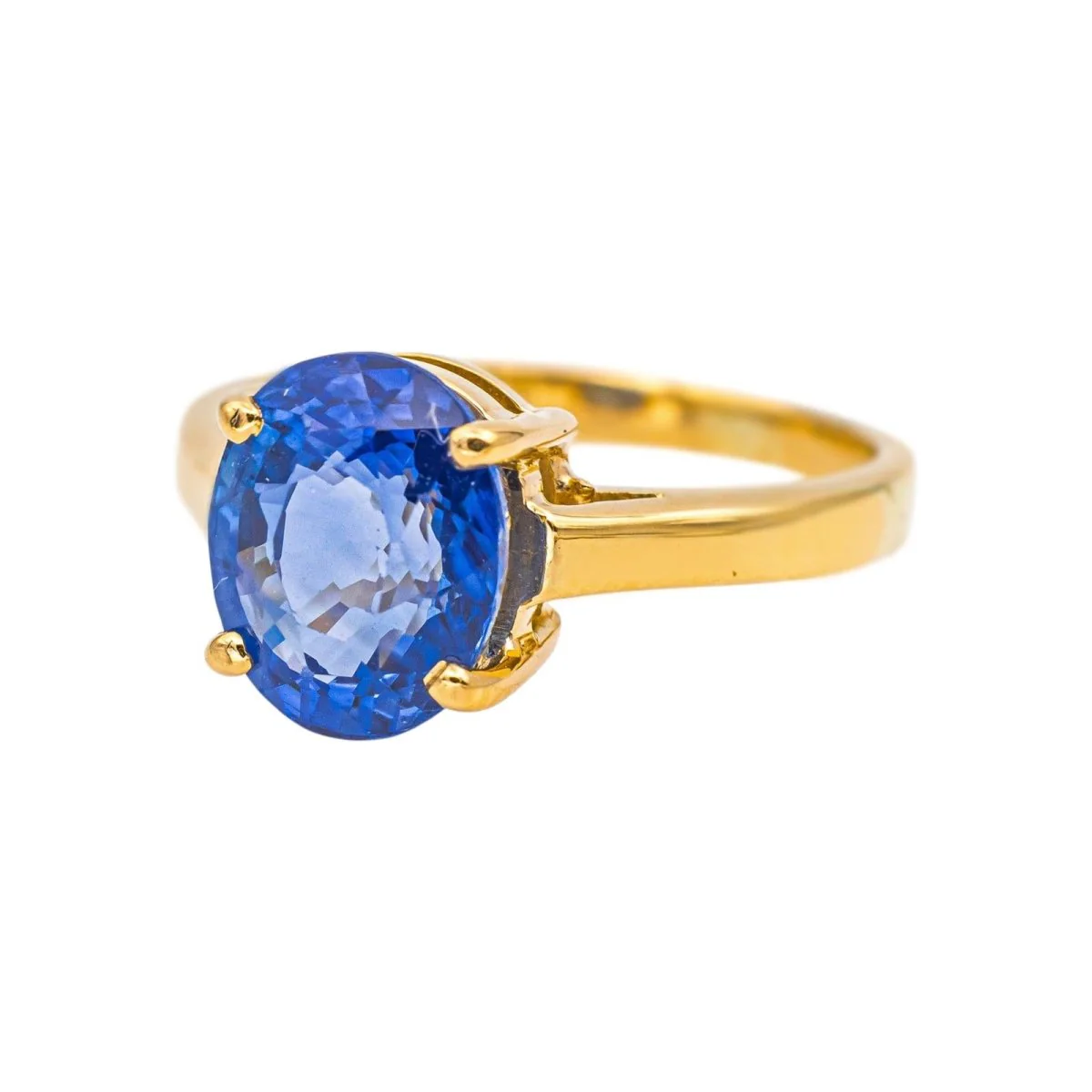 Bague Solitaire en or jaune et saphir - Image 3