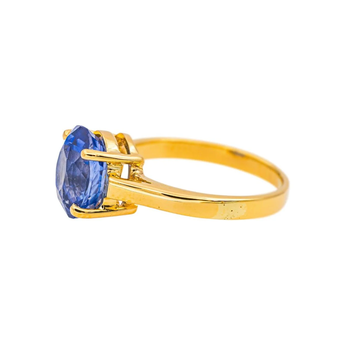 Bague Solitaire en or jaune et saphir - Image 4