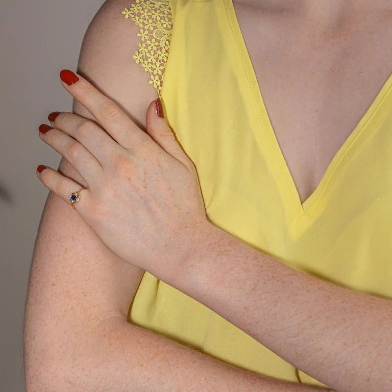 Bague Or jaune Saphir - Image 9
