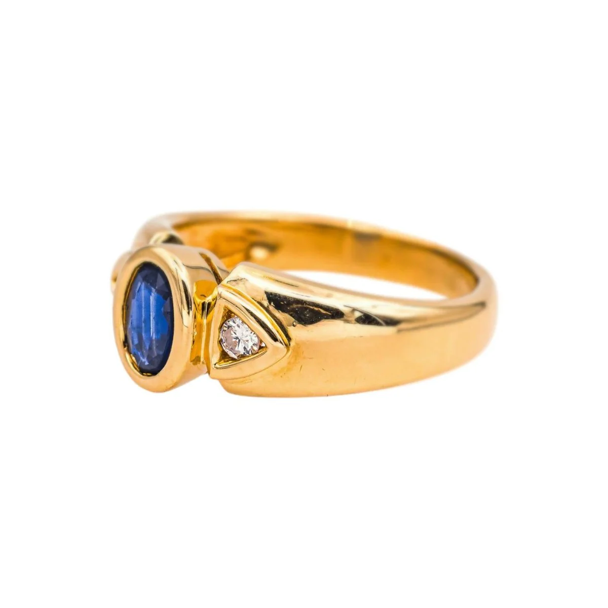 Bague Trilogie en or jaune, saphir et diamants - Image 4
