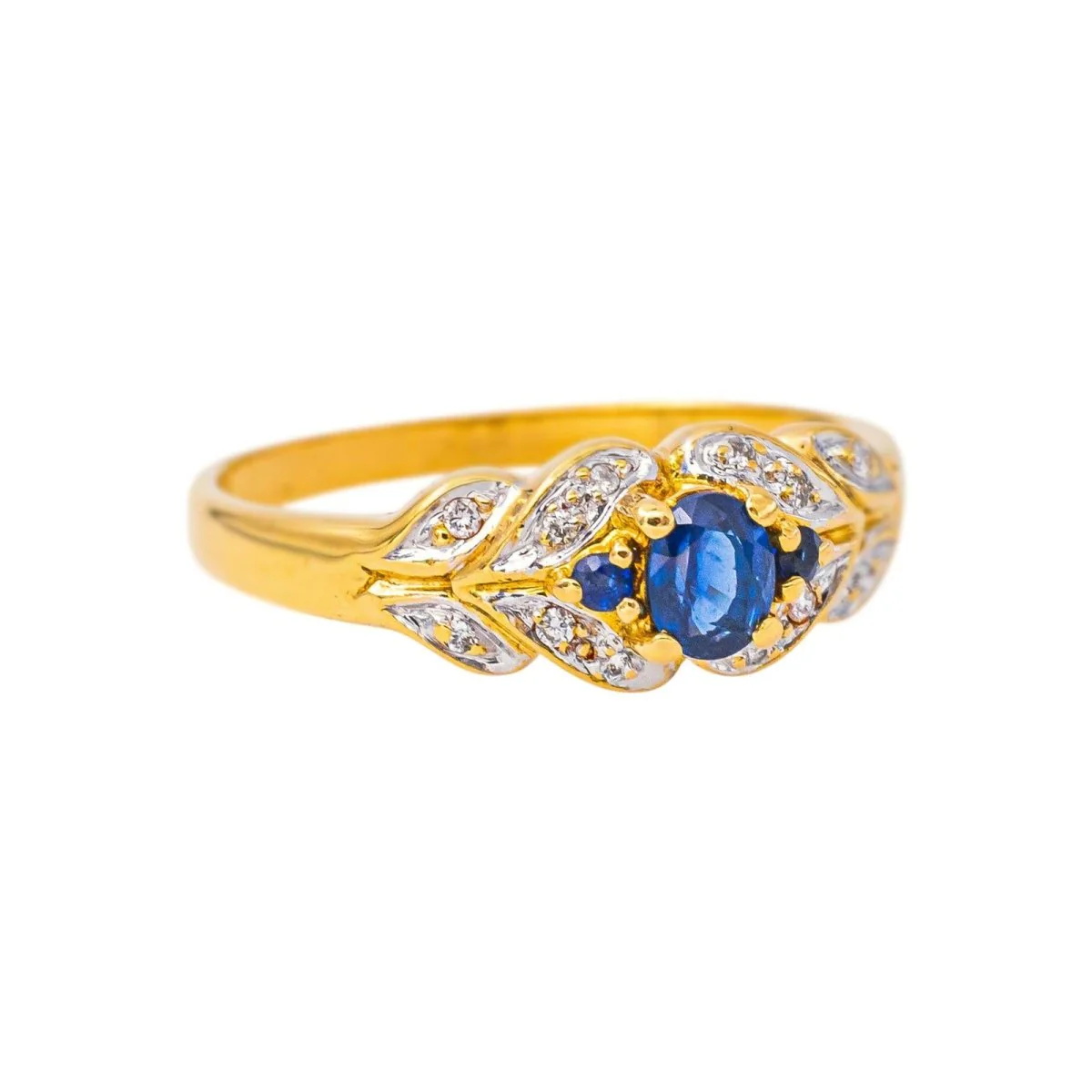 Bague en or blanc, or jaune, saphirs et diamants - Image 7