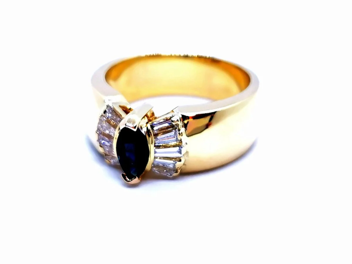 Bague Or jaune Saphir - Image 3
