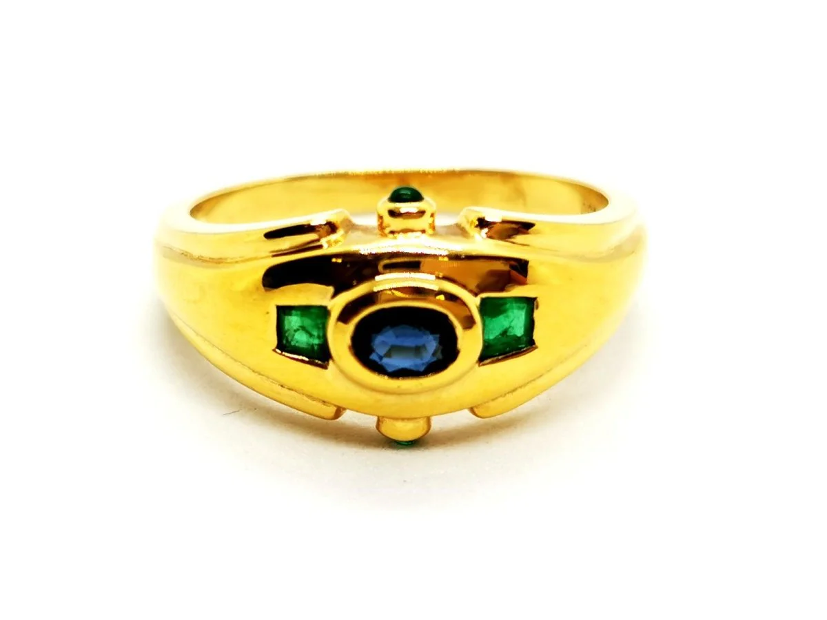 Bague Or jaune Saphir - Image 7