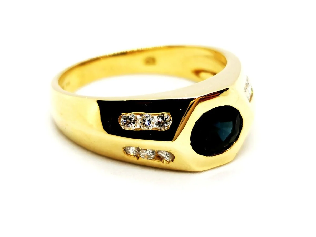 Bague Or jaune Saphir - Image 10