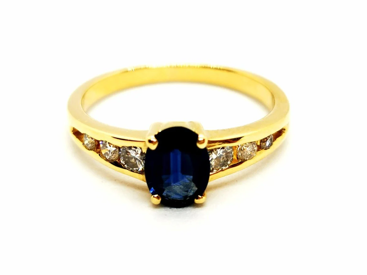 Bague Or jaune Saphir - Image 7
